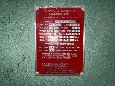 4.5" Davis Standard / Gala Underwater Pelletizing Line, 150 Hp