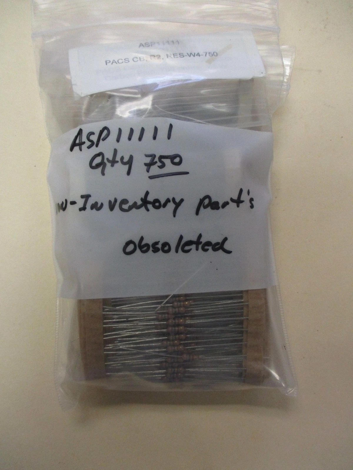 New ASP11111 RES-W4-750 5% Stackpole SEI Carbon Film Axial Resistors (QTY 750)