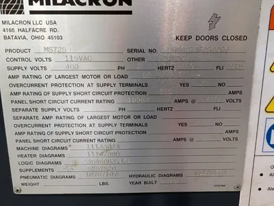 2015 CINCINNATI MILACRON MS725 Injection Molding Horizontal/Vertical | Machinery Network (42)