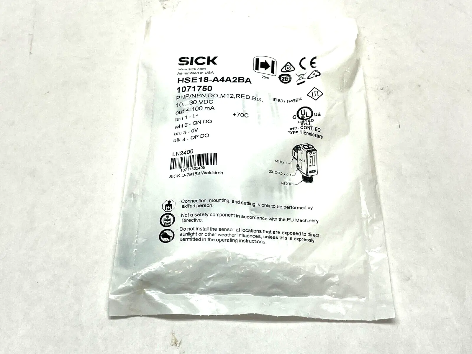 HSE18-A4A2BA | SICK  Through-Beam Photoelectric Sensor - New