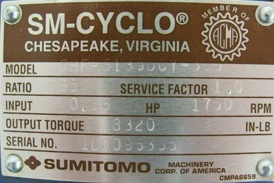 NEW SUMITOMO CHF6135DCY-385 SM-CYCLO SPEED REDUCER 385:1 CHF6135DCY385