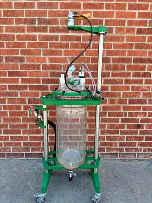 Used CHEMGLASS 50 LITER JACKETED GLASS REACTOR W/ CHEMGLASS AIR DRIVEN STIRRER MOTOR Reactors California US | Equipment Lab #1281329