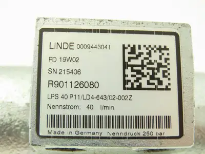 Linde 0009443041 Electric Forklift Flow Control Valve Removed From E20C
