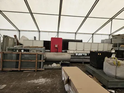 USED HOSOKAWA TWO-STAGE PLASTIC SHREDDING AND GRANULATION SYSTEM