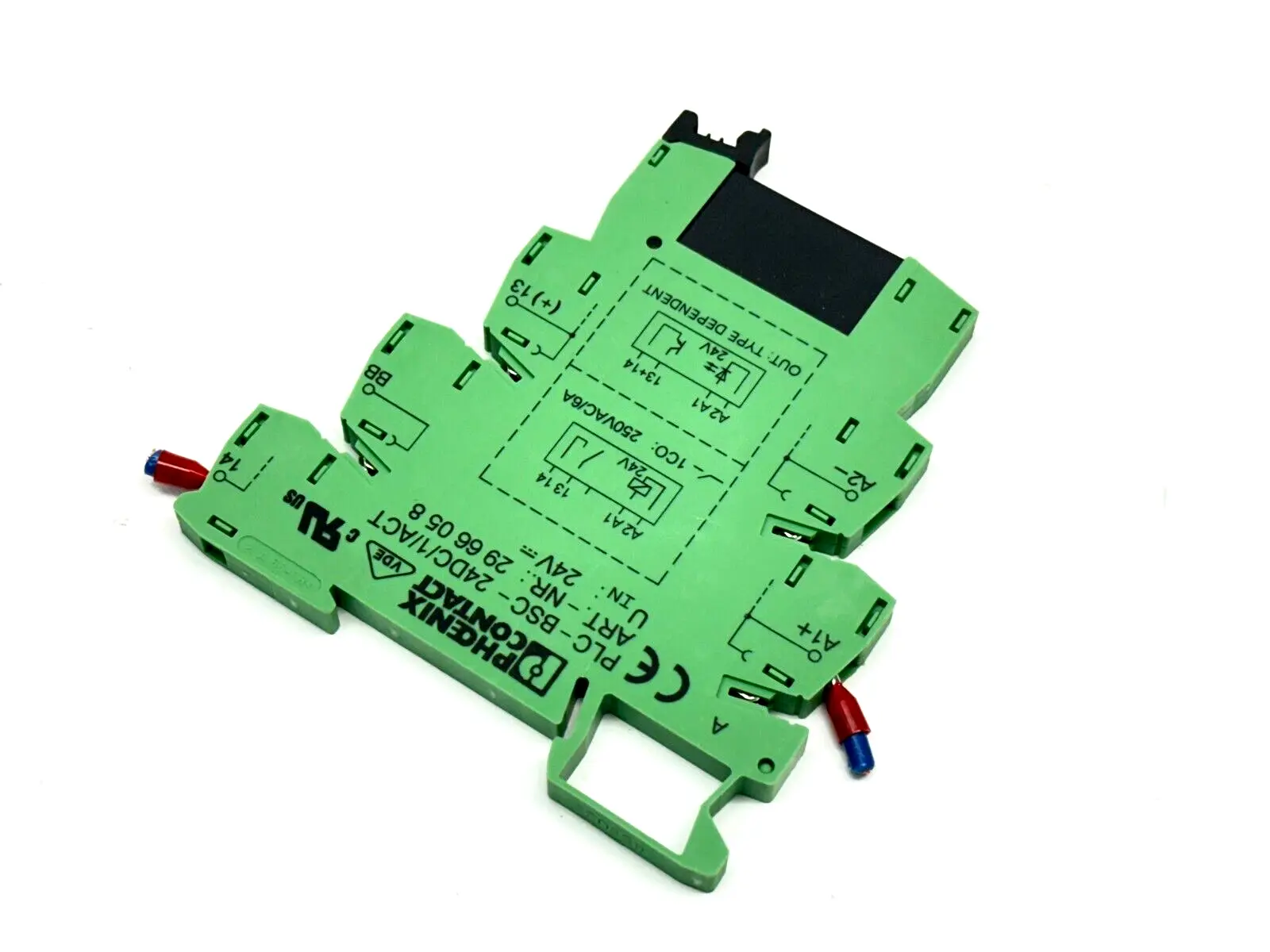 USED PHOENIX CONTACT RELAY SOCKET 2966058 W/ 2966595 RELAY 3A 24V
