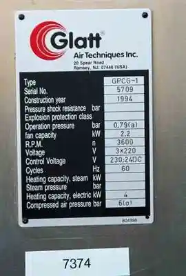 USED GLATT AIR TECHNIQUES GPCG1