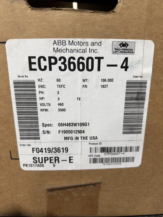 New | in-Stock Reliance ECP3660T-4 Motors (misc) Indiana US | J&J Industrial Supply #837035