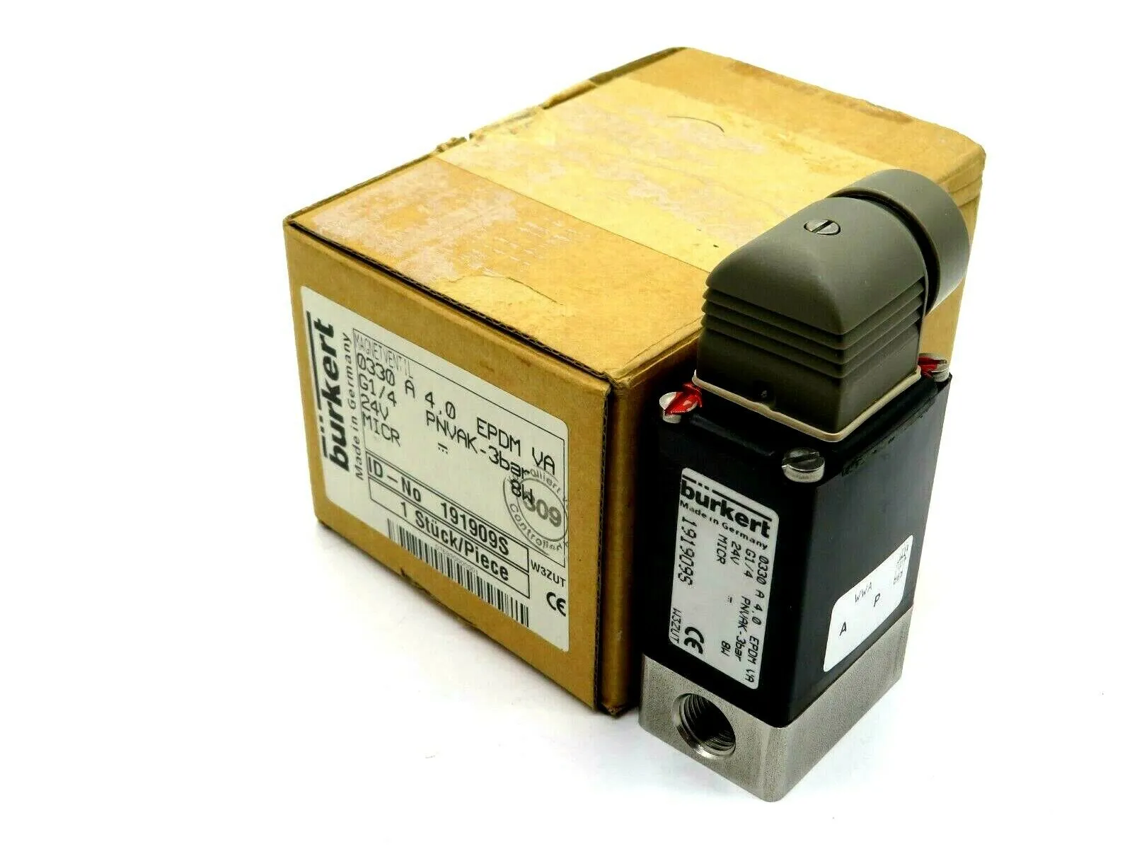 NEW BURKERT 0330 A 4,0 SOLENOID VALVE 191909S EPDMVA G1/4 PNVAK-3BAR 0330A40