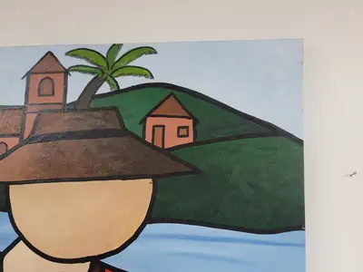 New | in-Stock FalconRestaurantSupply New Walmiru Original Faceless Painting on Canvas - Drinking Coconut Water 36" x 60" Restaurant Front of House Furnishings Illinois US | Falcon Restaurant Supply #1376745