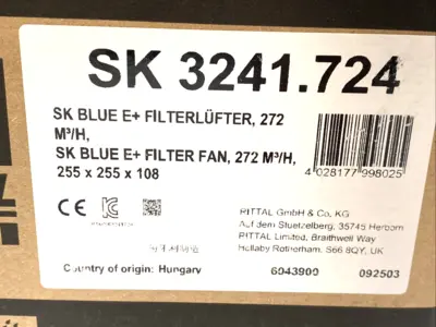 New | in-Stock Rittal Blue e+ Filter Fan 24V DC 272m³/h, 255 H x 255 W x 129mm Depth Electronic Component Fans Michigan US | Maverick Industrial Sales #1389761
