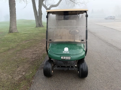 (1) 2019 E-Z-Go EFI golf cart with a Kawasaki gas engine, model 657061G01, includes canopy, fold-dow...