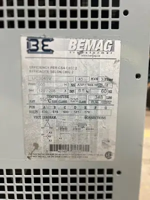 45 KVA 600D to 208Y/120V Isolation Transformer