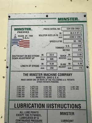 USED MINSTER E2H-350-86-47-SG HEVISTAMPER