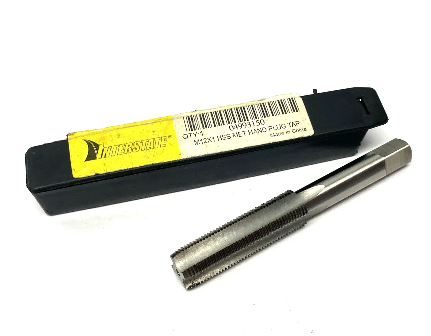 USED INTERSTATE STRAIGHT FLUTE TAP: M12X1 METRIC FINE, 4 FLUTE, PLUG CHAMFER