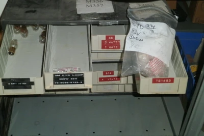 Small lot of Bulbs with 16 Drawer Cabinet