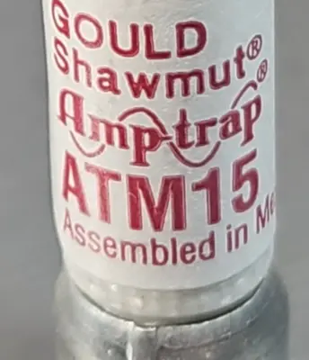 Gould Shawmut ATM15 Fuse, 15 Amp 600V Amp-trap Loc4C4