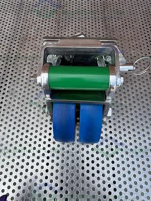 USED ALBION DUAL TECH 5" INDUSTRIAL CASTER W/ THREADED FITTING, 6" X 4.5" PLATFORM