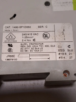 ALLEN-BRADLEY 1492-SP1D050 CIRCUIT BREAKER