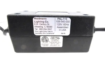 NEW WALDMAN LIGHTING PAL-113-120V PORTABLE HAND LAMP 108540000 PAL110120V