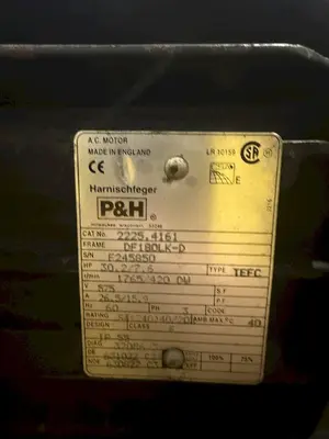 25 TON P&H OVERHEAD BRIDGE CRANE HOIST, NEW 1998, 66" GAUGE: YOBRO #24847