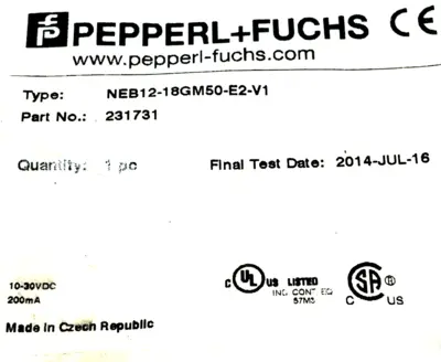 NEW PEPPERL+FUCHS NEB12-18GM50-E2-V1 INDUCTIVE SENSOR 231731 NEB1218GM50E2V1
