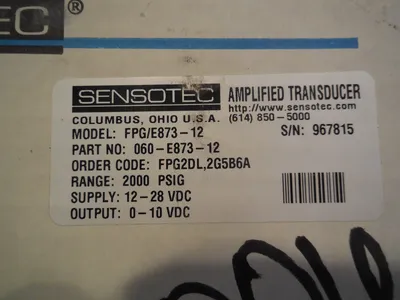 NEW SENSOTEC 060-E873-12 AMPLIFIED TRANSDUCER FPG/E873-12 2000 PSIG 060E87312