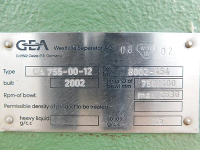 Used GEA CA755-00-12 Decanter Centrifuges Ohio US | Equipment Recovery Corp. #1331513