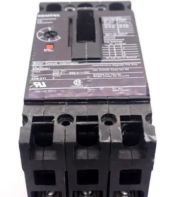 USED SIEMENS ED63A001 CIRCUIT BREAKER 1A 600V