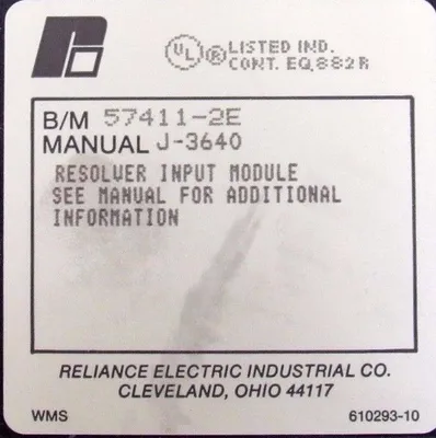 USED RELIANCE ELECTRIC 57C411 RESOLVER INPUT MODULE 57411-2E