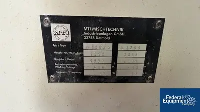 USED MTI 1500 Liter MTI Mischtechnik High Intensity Mixer, 450 HP, Model M1500S