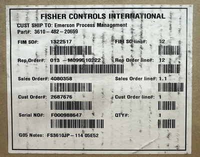 NEW Fisher Controls 3610-482-20659