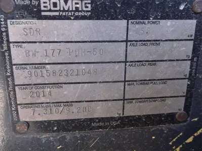 Used 2015 BOMAG BW177PDH-50 Single Drum Rollers New York US | Beck Equipment #1509336