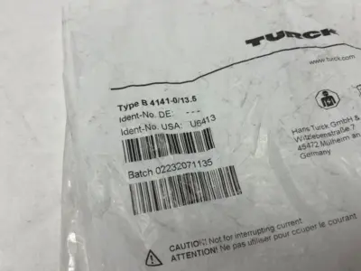 B 4141-0/13.5,U6413 | Turck B 4141-0/13.5 Round Field Wireable Connector 7/8" Female U6413 - New