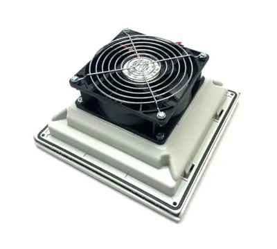 USED HOFFMAN NVENT SIDE MOUNT COOLING FILTER FAN LIGHT GRAY 24V 70CFM