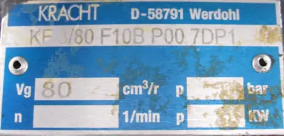 NEW KRACHT KF3/80 F10B P00 7DP1 TRANSFER GEAR PUMP KF380F10BP007DP1