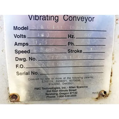 Used FMC Stainless Steel Vibrating Conveyor 18" X 13' long