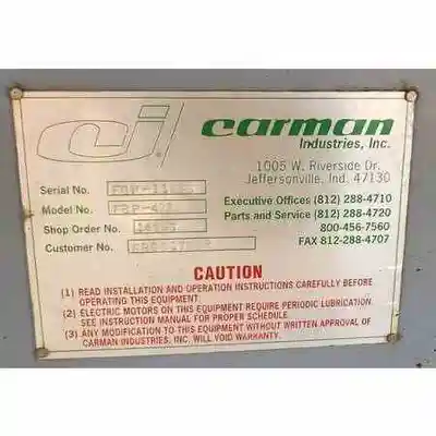 USED CARMAN INDUSTRIES, INC FBP-422