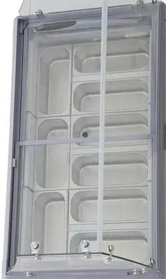 50″ Nine Pan Gelato Dipping Cabinet with Flat Sneeze Guard and Pans