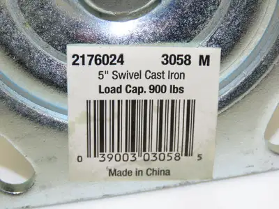 Cast Iron Swivel Caster Wheel 5" Lot of 4