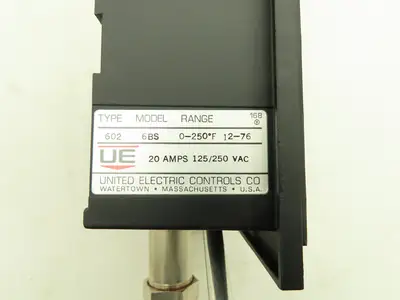 UE United Electric Type 602 6BS Dial Temperature Controller 0-250°F 20A 125/250V