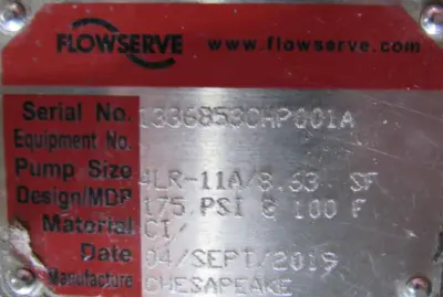 NEW FLOWSERVE 4LR-11A/8.63 PUMP 4LR11A 863