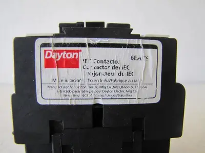 Dayton Electrical 9 Amp IEC Contactor 3 Pole 600V Max 6EAJ9 w/ 24V 50/60 Hz Coil