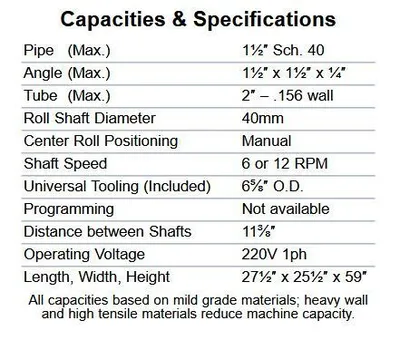 ERCOLINA CE35 Manual Angle Roll - 1½″ Sch. 40 Pipe and angle iron Capacity - 220V Angle Roll Bending Machines | CML USA Inc. (3)