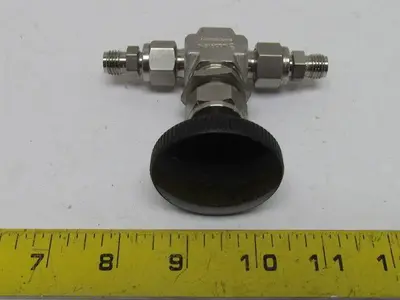 Stainless Steel Integral Bonnet Needle Valve 2-Way St Shutoff 3/8" Tube Fitting