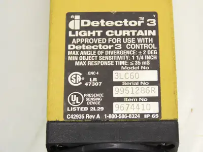 Data Instruments 3LC60 Detector 3 Safety Light Curtain Receiver 61"