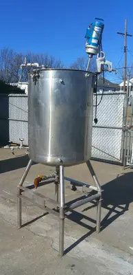 SPC9065  Tank 100 gallon vertical tank, Stainless Steel, 92 MAWP @ 325 degrees F jacket, 1/2 HP agitator, dish