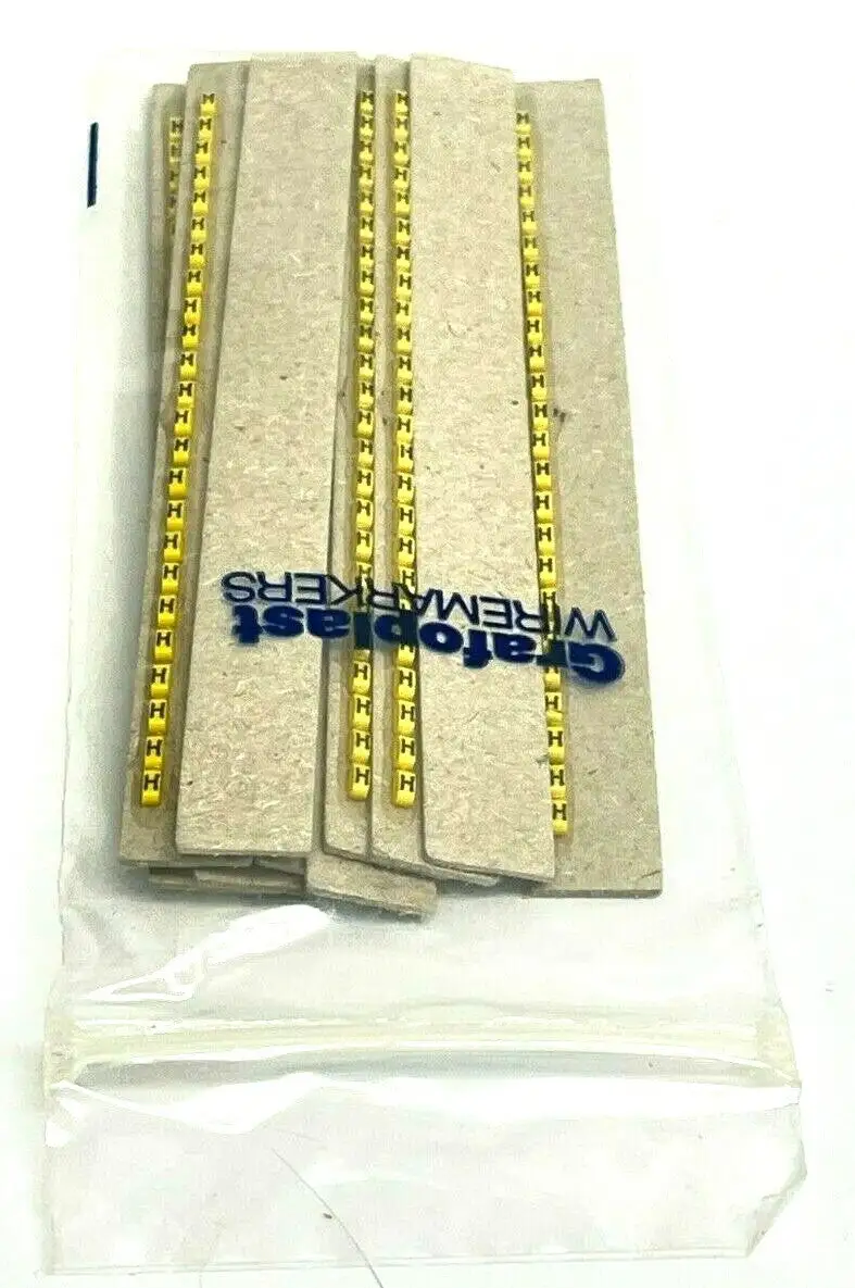 117 | Grafoplast  Wire Markers H Black on Yellow 10 Strips 9TFX95 - New