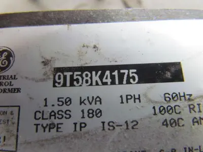 General Electric 9T58K4175 Transformer Dry Type1.5 KVA 208V PRI 82V SEC 1Ph