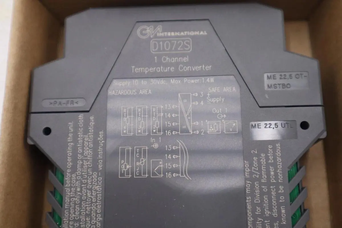 NEW OPEN BOX GM INTERNATIONAL D1072S 1 CHANNEL TEMPERATURE CONVERTER STK 5419