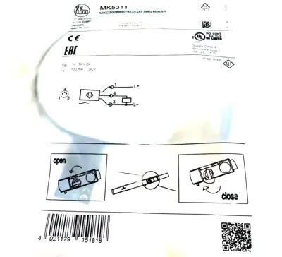 NEW IFM MKC3028BBPKG/G/0,3M/ZH/ASR-MK5311 CYLINDER SENSOR